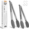 FINENUT Stainless Steel&Silicone Food Tongs Set of 2 (9+12 Inch)-BPA-Free&Non-Toxic