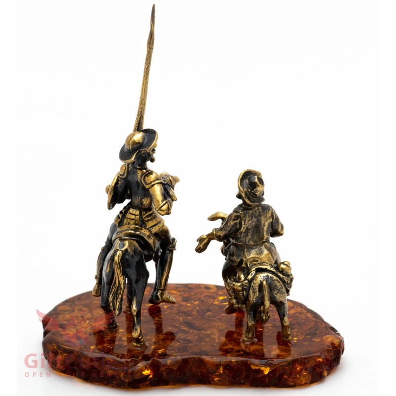 Amber Brass Amber figurine Don Quixote Spanish Knight & Sancho