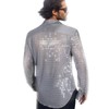 AIBEIX Mens Mesh Sequins See Through 70s Disco Long Sleeve