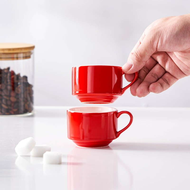 CHILDIKE 2.5oz Espresso Cups Set of 4, Small Stackable Coffee