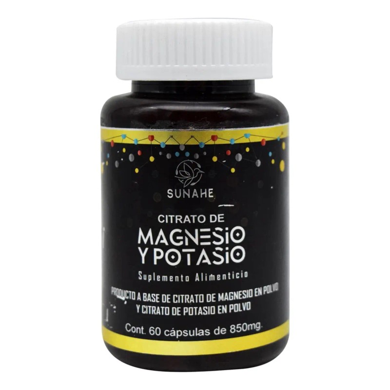 Sunahe Citrato Magnesio Potasio Cápsulas 850mg Suplemento Nutricional