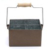 Galvanized Metal Caddy 4 Compartments With Wooden Handle, Flatware Organizer,
