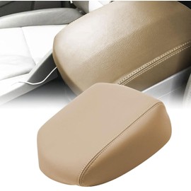 SecosAutoparts Leather Center Console Lid Armrest Cover Skin Beige Compatible with Honda Pilot 2009 2010 2011 2012 2013 2014 2015 (Leather Part only)