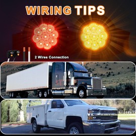 Wodvyss 10Pack(5 Amber + 5 Red) 2" 9 LED Round Trailer Side Marker Light Grommet Flush Mount, [DOT Approved] Sealed 2 inch Clearance Lights with Reflex Lens for Truck RV Camper, IP67 Waterproof, 12V