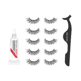 Revlon - Set de 5 pares de Pestañas Modelo 3, con aplicador y pegamento transparente