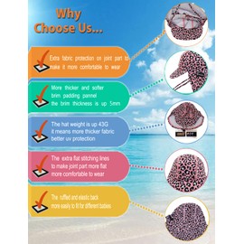 weVSwe Baby Sun Hat UV SPF50+ Sun Protection Neck Flap Hat Adjustable Chin Strap Toddler Summer Hat, Pink Leopard