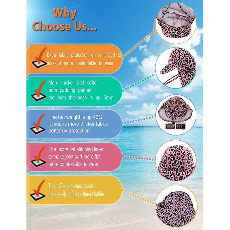 weVSwe Baby Sun Hat UV SPF50+ Sun Protection Neck Flap