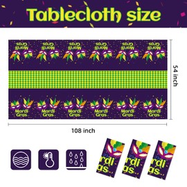 Mardi Gras Decorations for Party,3 Pack Disposable Plastic Mardi Gras Tablecloth 54" x 108" Mardi Gras Party Supplies, Table Cloths for Birthday Party,Mardi Gras Carnival Party, Home Holiday Favors