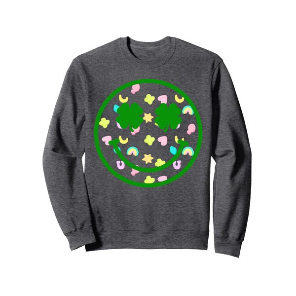 Smile Face Lucky Charm Saint Patrick's Day Shamrock Sweatshirt