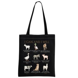 Farm Animals Motivational Tote Bag Farm Animals Gift for Farmer Farm Animals Themed Gift (Farm Black Tote)