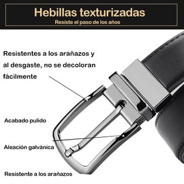 Cinturones hombre piel doble vista, Cinturones Hombre, Diseño Clásico y de Moda para el Trabajo Casual de Negocios cinturon vaqueros hombre, Negro y Marrón, Ancho 38 mm, Cierre de Hebilla Simple