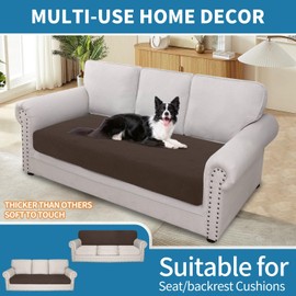 Ystyle Sofa Seat Cushion Cover, Stretch, Sofa Seat Cover, Elastic Cushion Covers, Sofa Seat Cushion, Sofa Cover, Couch Cover, Protective Cover, Sofa Protector (Coffee, 3-Seater)