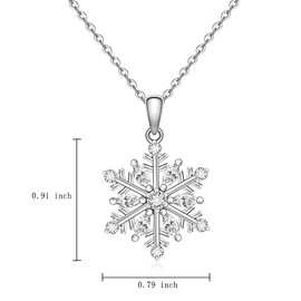 Snowflake Necklace for Women Sterling Silver Winter Snowflake Pendant Necklace Snow White Cubic Zirconia Friendship Jewelry Christmas Holiday Gifts
