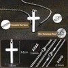 JeweBella Cross Chain Men's Silver Layered Cross Chain Stainless Steel