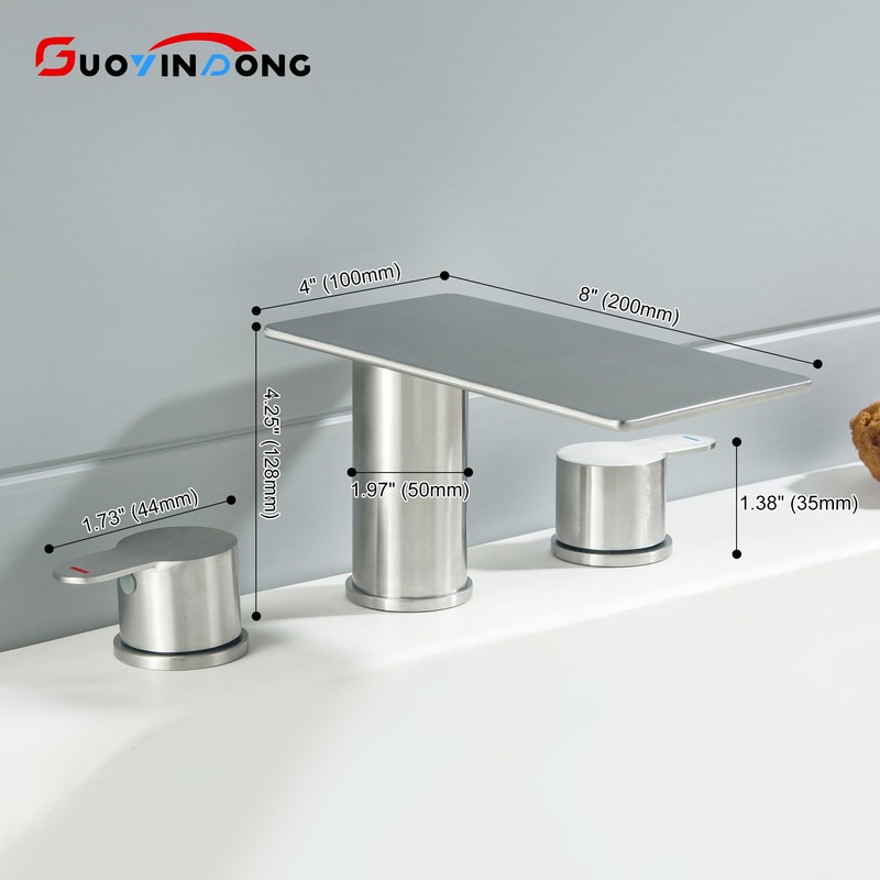 GUOYINDONG Roman Tub Faucet, Brushed Nickel 3 Hole Waterfall Bathtub