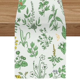 Hooqict Wildflower Springtime Table Runner Seasonal Wild Flower Butterfly Kitchen Dining Table Decorations Easter Runners for Indoor Outdoor Springtime Table Decorations 14x72 Inch