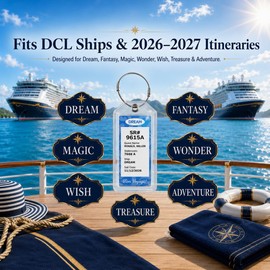 DCL Cruise Portaetiquetas de equipaje de 8 paquetes, se adapta a todos los barcos DCL Dream, Fantasy, Magic, Wonder, Wish, Treasure, Adventure, DCL Cruise Ship Essentials 2026 y 2027