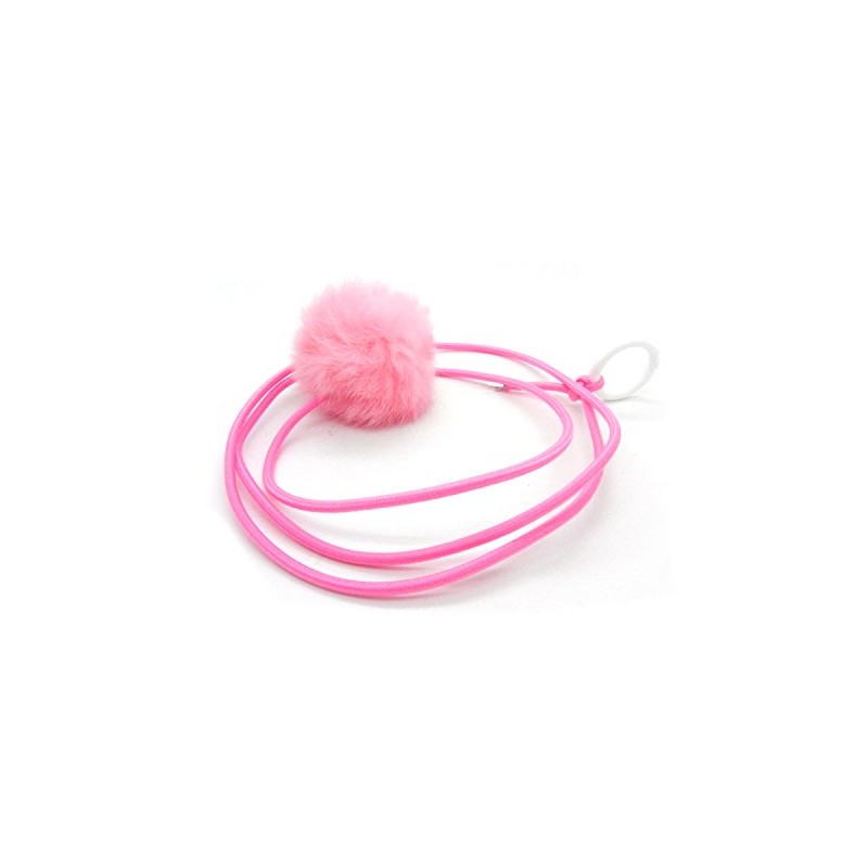 Kats'N Us Bouncy Ball Rabbit Fur String Cat Toy Pink