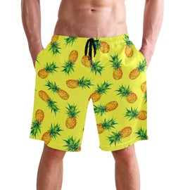 visesunny Men's Pineapple Graphic Beach Shorts Summer Swim Trunks for Sports Running Bathing Suits with Mesh Lining