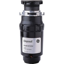 GE Disposall Continuous Feed 1/3 Horsepower Motor Garbage Disposer, Good for Grinding: Cooked Pasta & Fruit Peels, Easy Install Kit & Power Cord Included, Recommended for 1-2 Person Homes, GFC325N