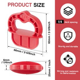 Vercraft 48 Pcs Deck Board Jig Red 1/4" Gap Deck Board Spacer Rings Deck Jig Spacer Deck Tools for Pressure Treated Composite Plank Decking Tool