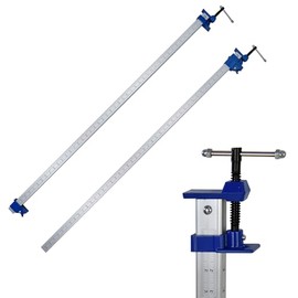 FEIRONG 48 Inch Heavy Duty Bar Clamps (2 Pack) - Dual-Scale Ruler (Inch & CM), 330LB Capacity, 90° Angled Jaws for Cabinet Making, Door Assembly, Professional Woodworking (Blue)