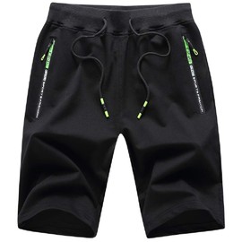 Tansozer Men’s Sport Shorts with Zip - Black , size: s