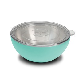 served Premium Large Serving Bowl with Double-Walled Lid 100oz 3qt - Keep Food Hot or Cold for Hours with our Vacuum-Insulated, Double-Walled, Copper-Lined Stainless Steel Serving Bowl (Blue Lemonade)