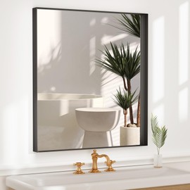 Dimelax Mirrors for Bathroom Sink, 36”x 28” Black Vanity Mirror, Modern Large Wall Mounted Mirrors for Living Room Bedroom Hallway Decorative,Tempered Glass Hangs Vertically or Horizontally