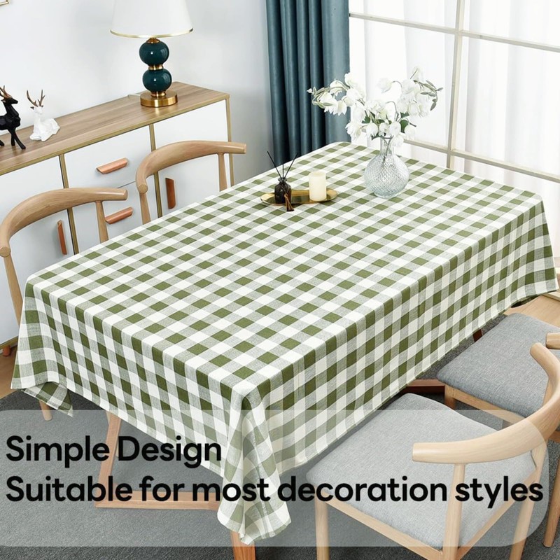 Yofori Gingham Tablecloth, Heavy Duty Cotton Blend Table Cloth for
