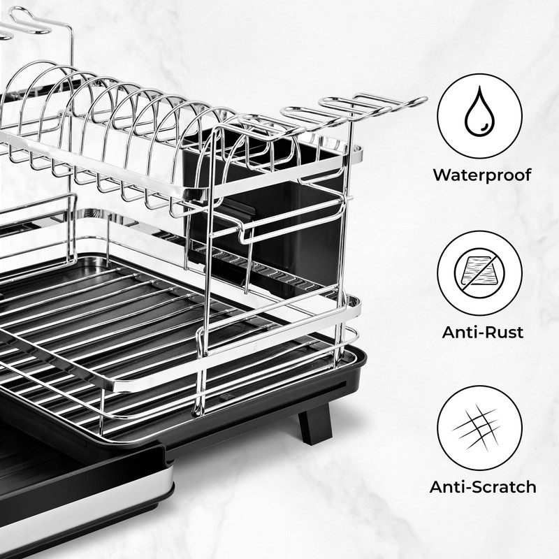 Pumokc Dish Drying Rack, Expandable Large Capacity 2 Tier Dish