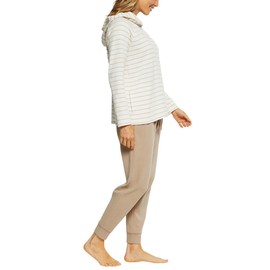 Max & Mia Women's 2 Piece Stripe Waffle Knit Lounge Set, Hoodie and Jogger (US, Alpha, Small, Regular, Regular, Toast (Brown))