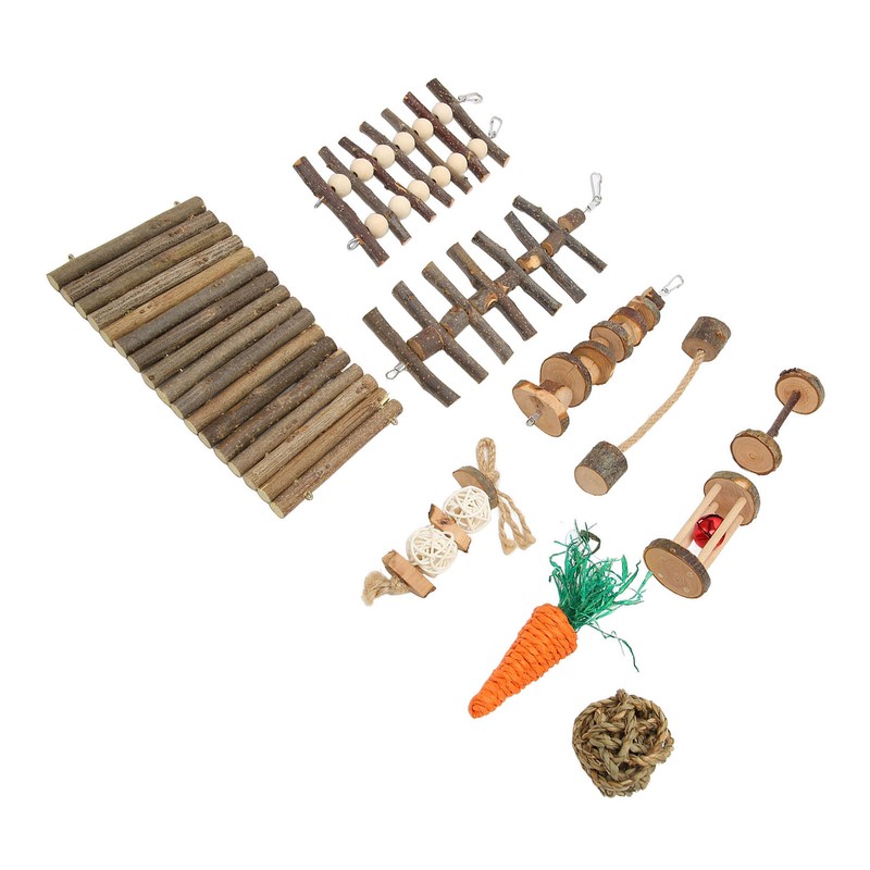 10pcs Hamster Chew Toys Set Natural Safe Teeth Grinding Exercise