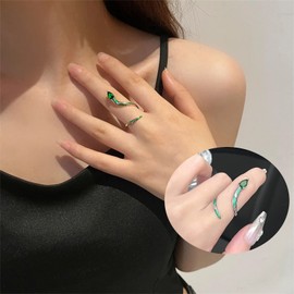 Snake Rings for Women Men Adjustable Gold Snake Ring Black Vintage Snake Ring Fashion Animal Rings Cute Rings Aesthetic (Green)