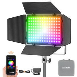 Godox LP600R RGB LED Video Light with Barndoor, 60W 1800K-10000K 9270Lux LED Panel Light with 14 FX Effects APP Control CRI/TLCI 96+ Dimmable 0-100% Studio Soft Light for Photography