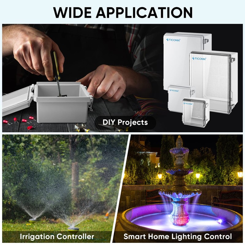 TICONN Waterproof Electrical Junction Box IP67 ABS Plastic Enclosure with