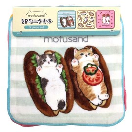 Shobido 430875 Mini Towel, 3P Mini Towel, Handkerchief, Mofu Sand, Mofumofunyanko, Juno