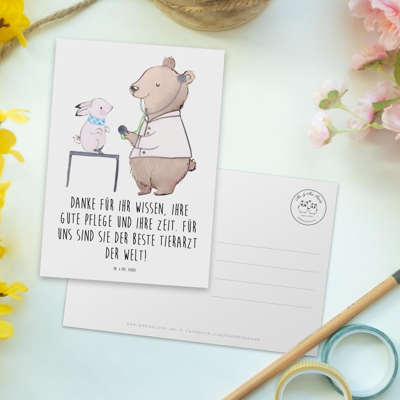 Mr. & Mrs. Panda Postcard "Bester Tierarzt - Gift, Appreciation,