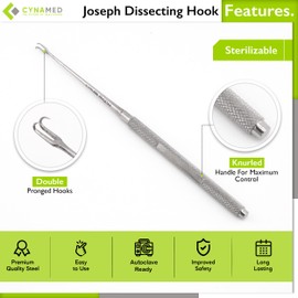 Cynamed Premium Joseph Dissecting Hook, 6 in. (15.24cm), 2-Prong