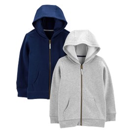 Simple Joys by Carter's Baby Boys' 2-Pack Fleece Full Zip Hoodies, Grey/Navy, 5T