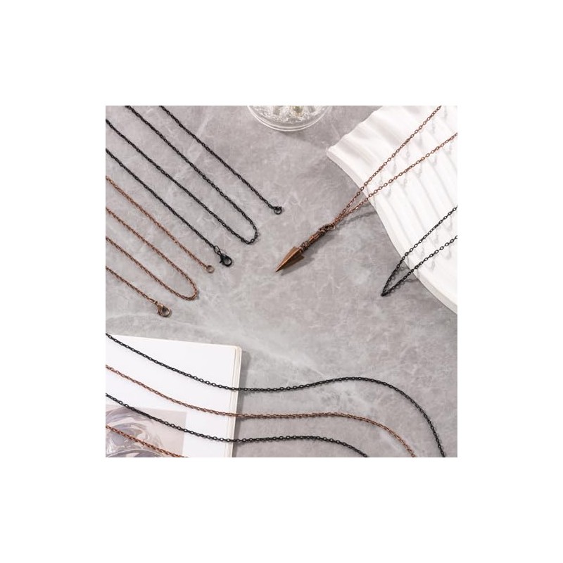 Lemonkey 24 Pack Necklace Chains Bulk,Black Plated DIY Cable Link