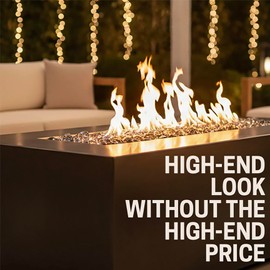 Blue Ridge Brand Fire Pit Glass Beads - Premium Tempered Fire Glass for Outdoor Fire Pits & Fire Tables - Clean Burning Fire Pit Filler (50 Pound, Black)