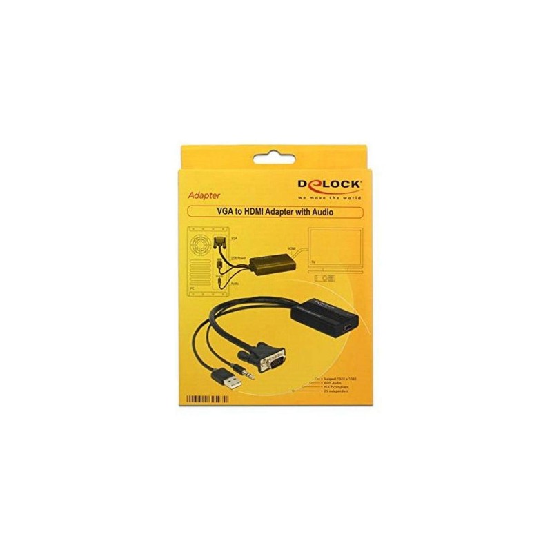 DeLock 62597 VGA to HDMI Adapter with Audio Black