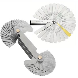 32 Blades Feeler Gauges SAE/Metric Feeler Gauge 58 pcs Thread Gauge Metric & Imperial & US Screw Gauge SAE Thread Pitch Gauge for Machining Assembly Quality Inspection