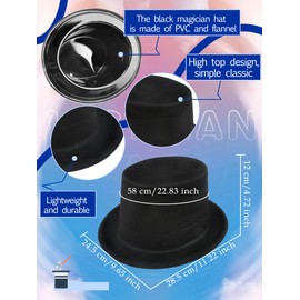 SGBETTER 30 Pack Adult Black Top Hats Bulk Plastic Magician Top Hat Dress Top Hat for Men Women Masquerades Party Supplies