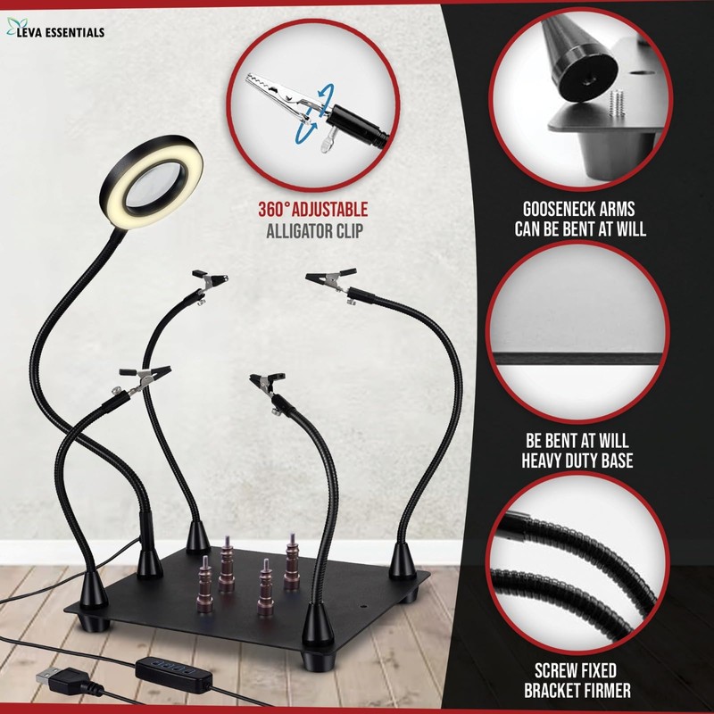 Helping Hands Soldering Station with 3X Magnifying Lamp & LED