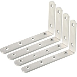 Sayayo 4pcs 125mm x 75mm Brushed Stainless Steel Shelf Support Brackets Wall Bracket Support Bracket EJ5207-4P