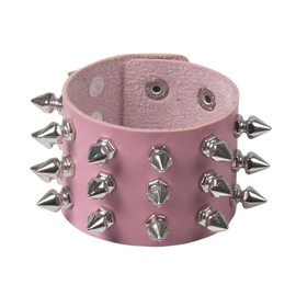 Azusa Sun Spike Rivet Wide Bracelet Metal Studded Pink Faux Leather Cuff Bracelet Punk Rock Holiday Party Jewelry Gifts for Men Women