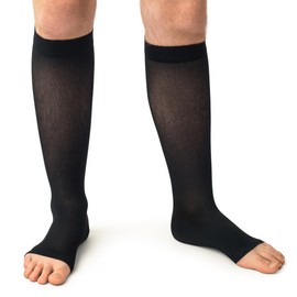 3D Ortho Calf Compression Socks, 15-20 mmHg, Knee highs for men ,Medical Stockings with Open Toe, made with Elastane, Leg Compression, Perfect for Knee Support, Relieve Varicose Veins, A6530 (Black, S)