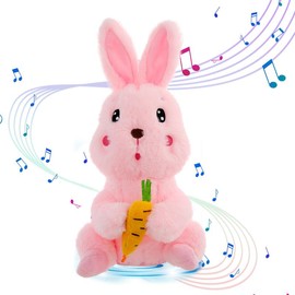 Children's Day Gift Talking Bunny Repeats What You Say Peek-A-Boo Toy - Soft Plush 11.8 Inches with Volume Adjustable, Singing Features & Interactive Buttons:_White handclap